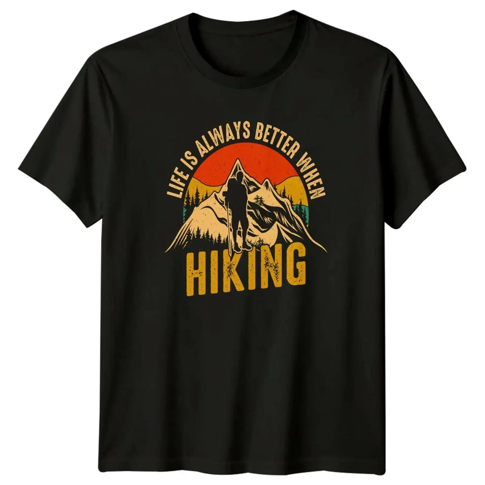La vida siempre es mejor cuando... Camiseta con estampado gráfico vintage de senderismo en las montañas, regalo para él y para ella, estilo streetwear.