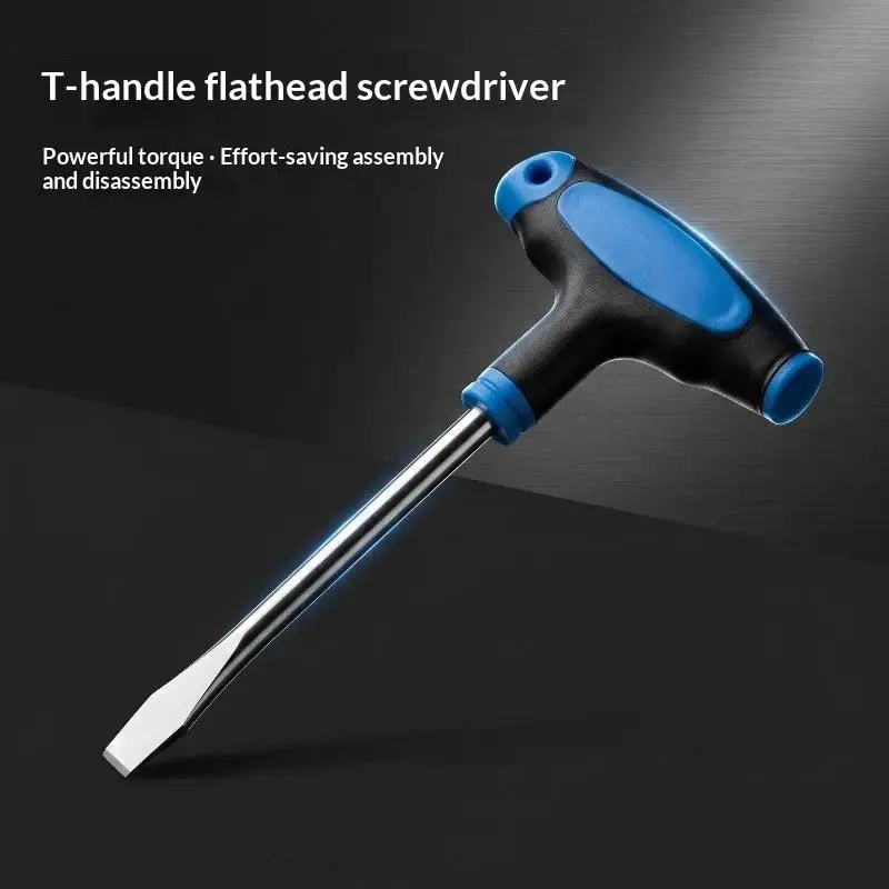 T Handle Flat Head Magnetic Screwdriver Non-Slip Rubber Handle Quick Release for Camera Laptop Repair Home DIY
