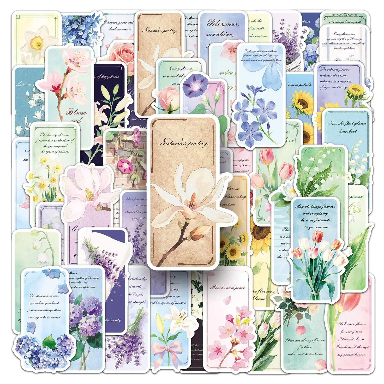 50PCS Floral Bookma… - image