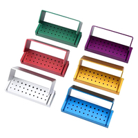 ELIJAG Dental Burs Drill Disinfection Block FG Bur Sterilization Holder Autoclavable Aluminium 30 Holes Dentistry Materials