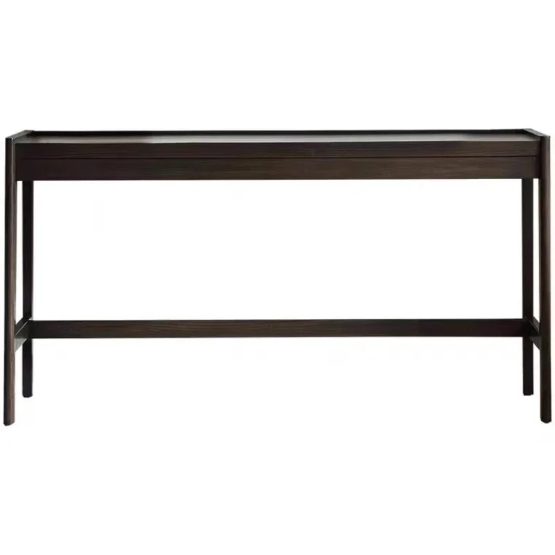 

Italian light luxury modern simple entrance table ash wood homestay case a few walnut strip case solid wood table super narrow