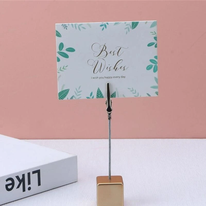 1PC Clasp Cube Base Memo Clip Holders for Cards and Documents