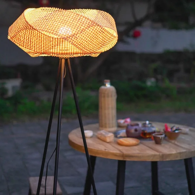 ثريا من الخيزران الصيني الجديد، غرفة المعيشة وغرفة النوم وغرفة الطعام وغرفة الشاي الرعوية والإضاءة الإبداعية