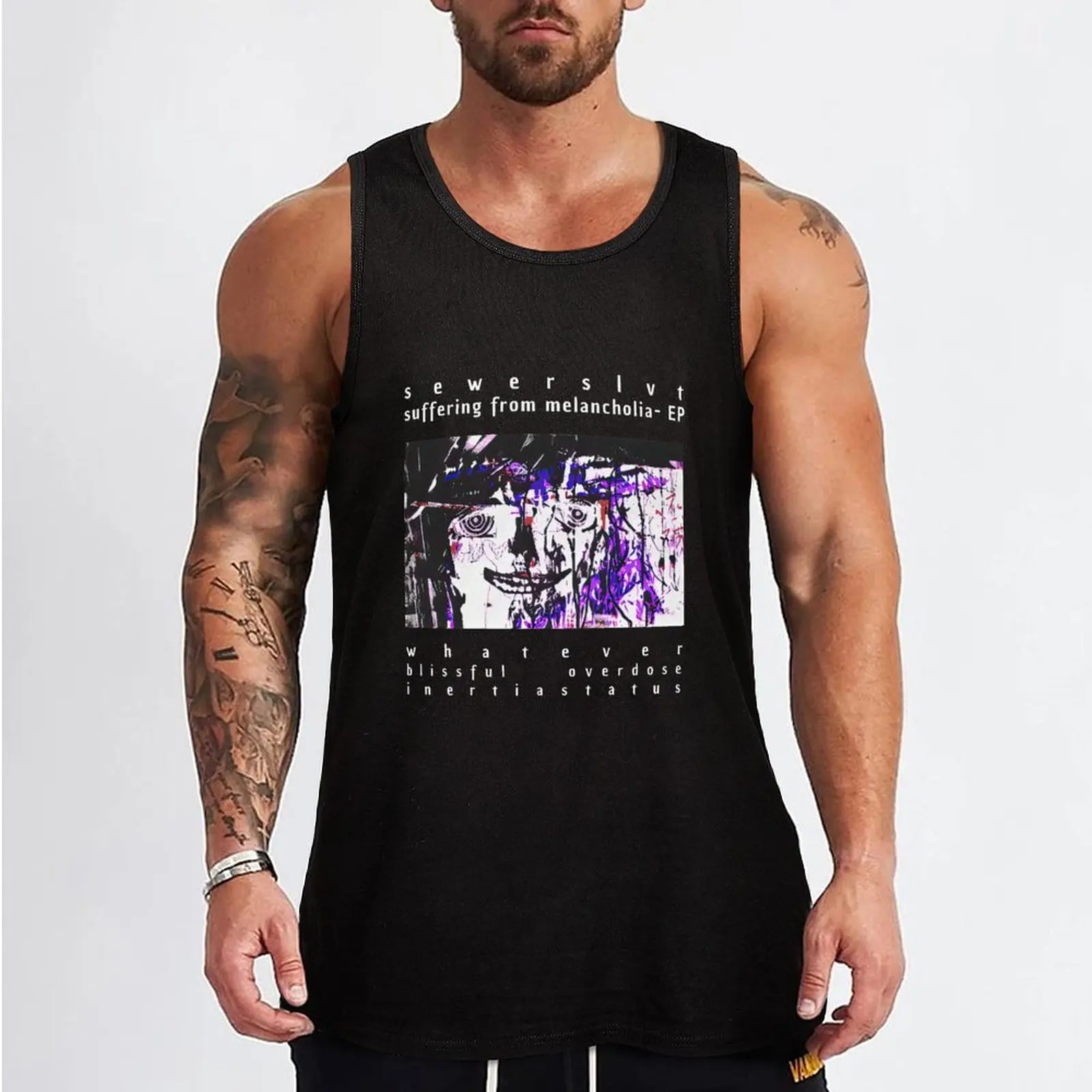 suffering from melancholia Tank Top anime gym sports t-shirts for men t-shirt gym man Vest for boy