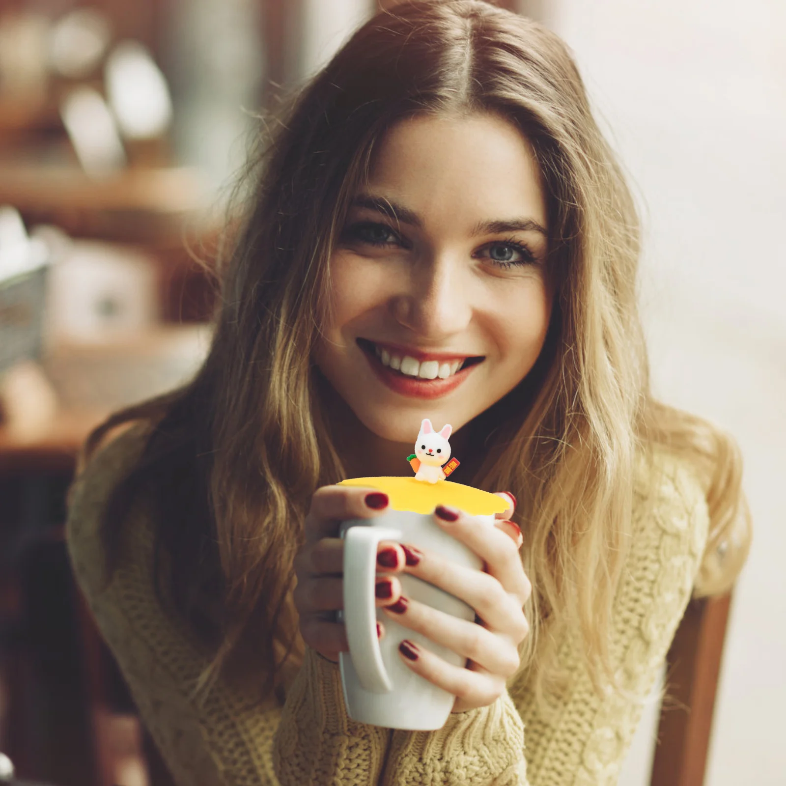 

4Pcs Silicone Lids for Cups Flexible Rabbit Wave Cover Keep Beverage Fresh Clean Coffee Mug Lid Silicone Mug Cover