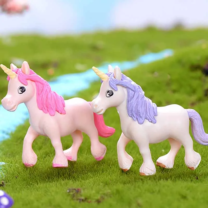 Cartoon Cute Simulation Unicorn With Wings Toy Model Creative Micro Landscape Gardening Aquascape Accessories Desktop Decorative