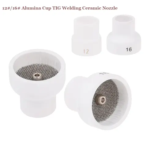 TIG Welding Ceramic Nozzle - 12#/16# White Alumina Cup for Argon Arc Torch Fits WP-17/WP-18 Welding Guns