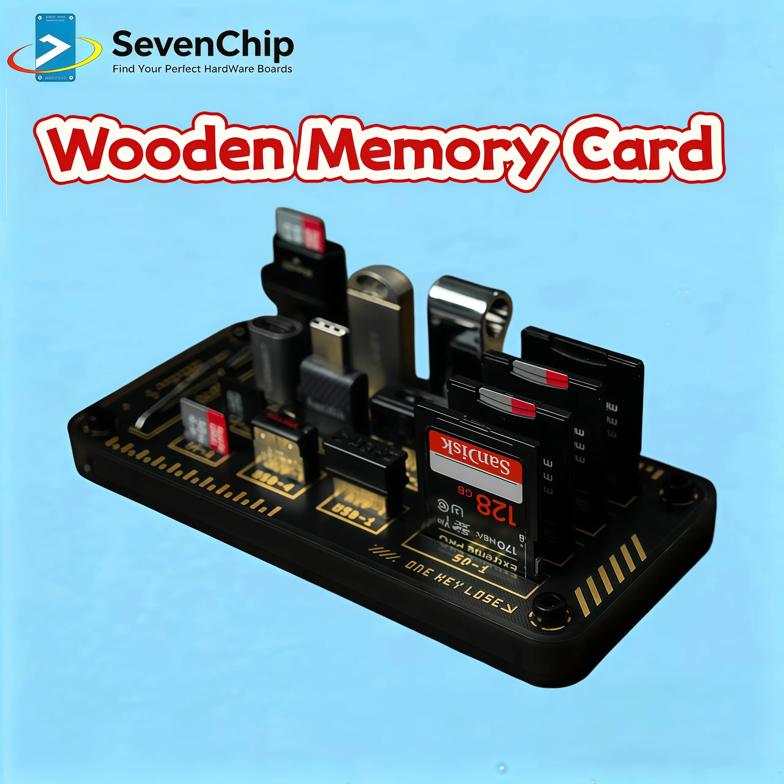 

ChipSeven Wooden Memory Card SD Card TF Card Storage Box Tabletop Ornament Boyfriend Gift