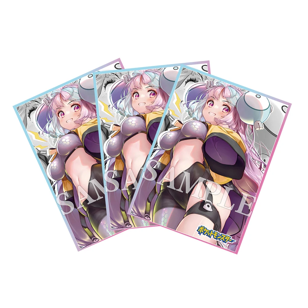 60PCS 67x92mm Holographic Anime Card Sleeves PKM Iono Card Protector Board Game Card Holder for YGO/MTG/PTCG