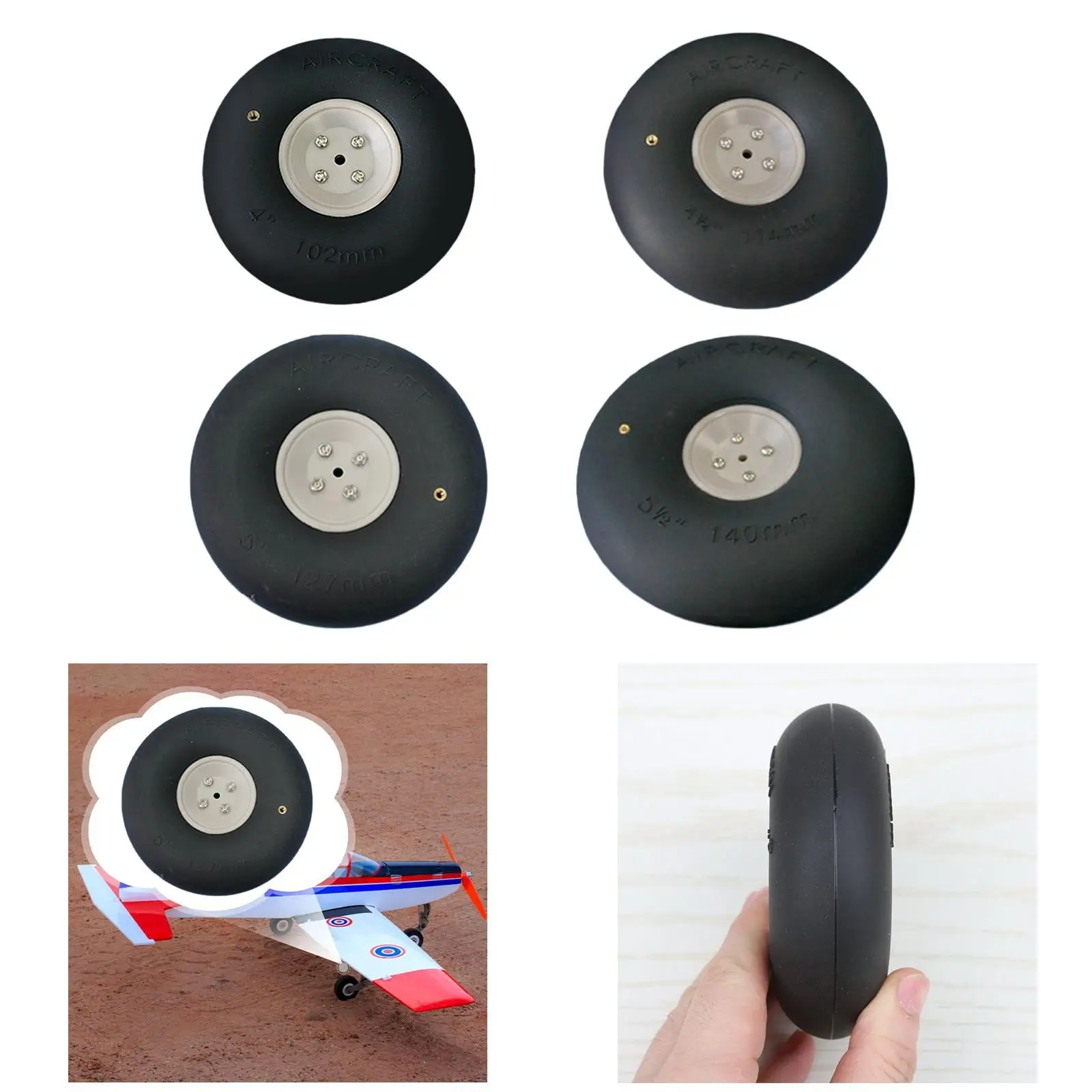 

Колеса для радиоуправляемых самолетов, колеса для самолетов с фиксированным крылом, прочные, устойчивые, высокопроизводительные, ремонтные детали с воздушными клапанами, черные