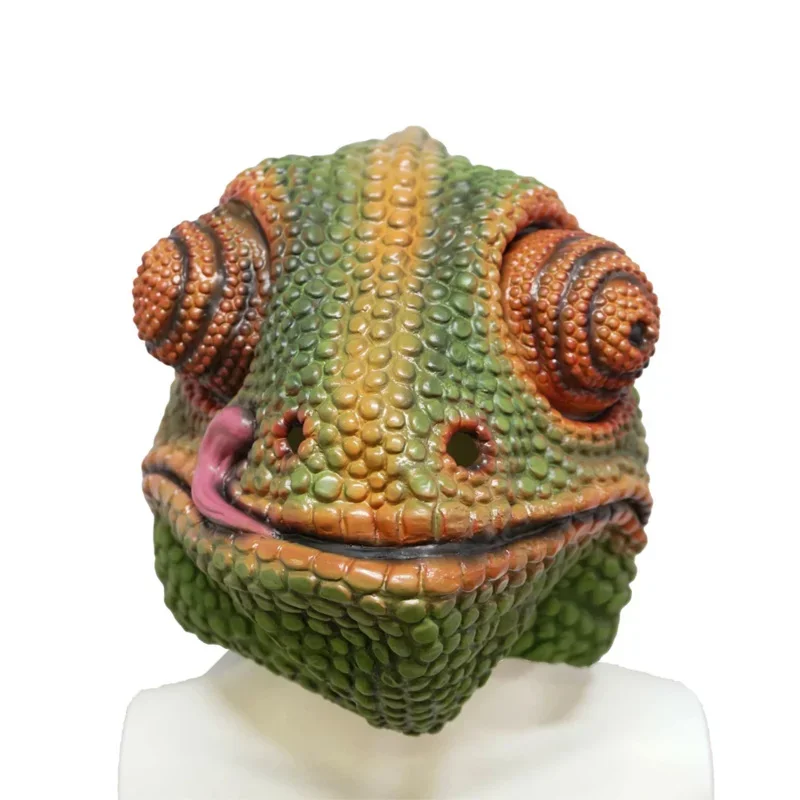 New Arrival Funny Chameleon Full Face Reptile Cosplay Headgear Latex Animal Mask Purim Halloween Carnival Party Props MN3