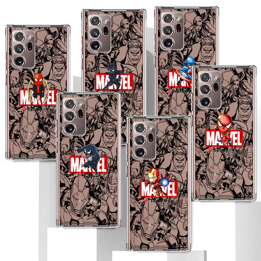 Marvel Ironman Spiderman Case for Samsung Galaxy Note 20 Ultra 5G J6 M12 9 10 Plus 8 10Lite TPU Transparent Soft Phone Cover J4