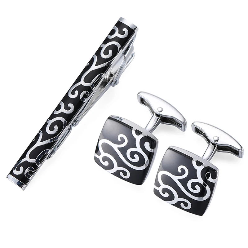 Classic men\'s French shirt cufflinks tie clip lucky clover plum blossom rose cuffs button clip business suit accessories jewelry