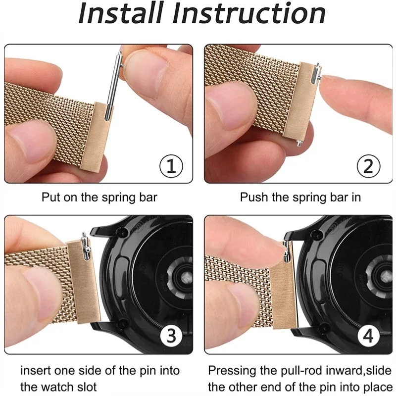 20mm 22mm メタルミラネーゼループストラップ Samsung Watch 7/6/5/4 Active 2 Sport ブレスレットバンド Huawei Watch 5-4-3/GT3-2 Pro ベルト用