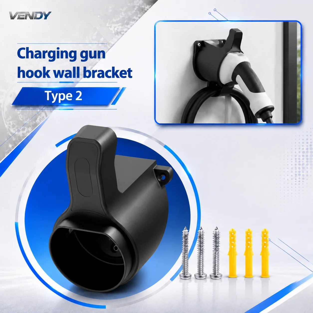 charging gun hook universal wall bracket New energy charging pile fixed European javelin holder wire type 2
