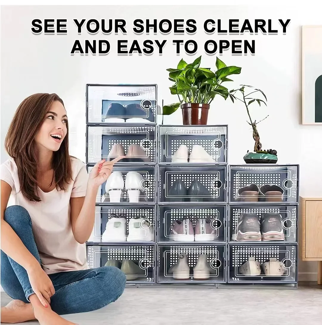 

Small Double Frame Upgraded Square Hole Thickened Transparent Shoe Organizer Shoe Box Home Storage Shoe Box Organization