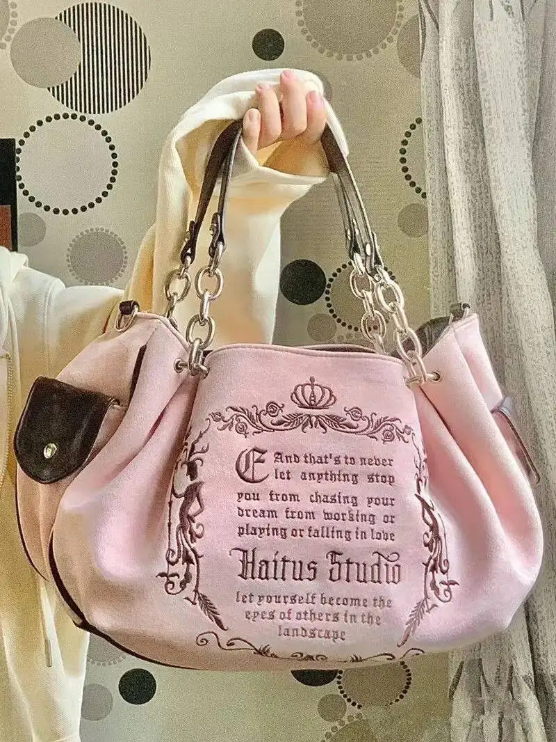 

Bloom Vintage Letter Y2k Handbag Women Gothic Large Capacity Casual Crossbody Purse Female Haruku Aesthetic The Tote Bag