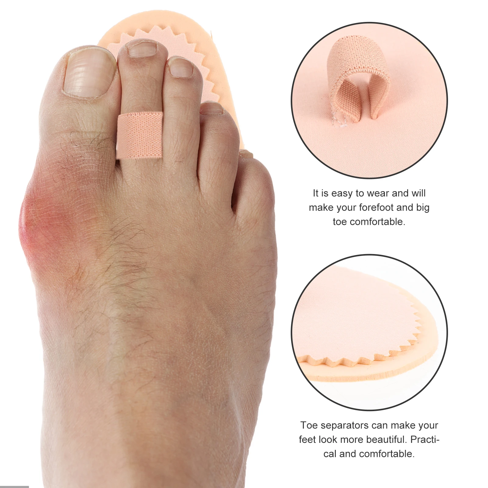 

4Pcs Foot Toe Separators Practical Lightweight Hallux Valgus Forefoot Isolation Pad Durable Straightener