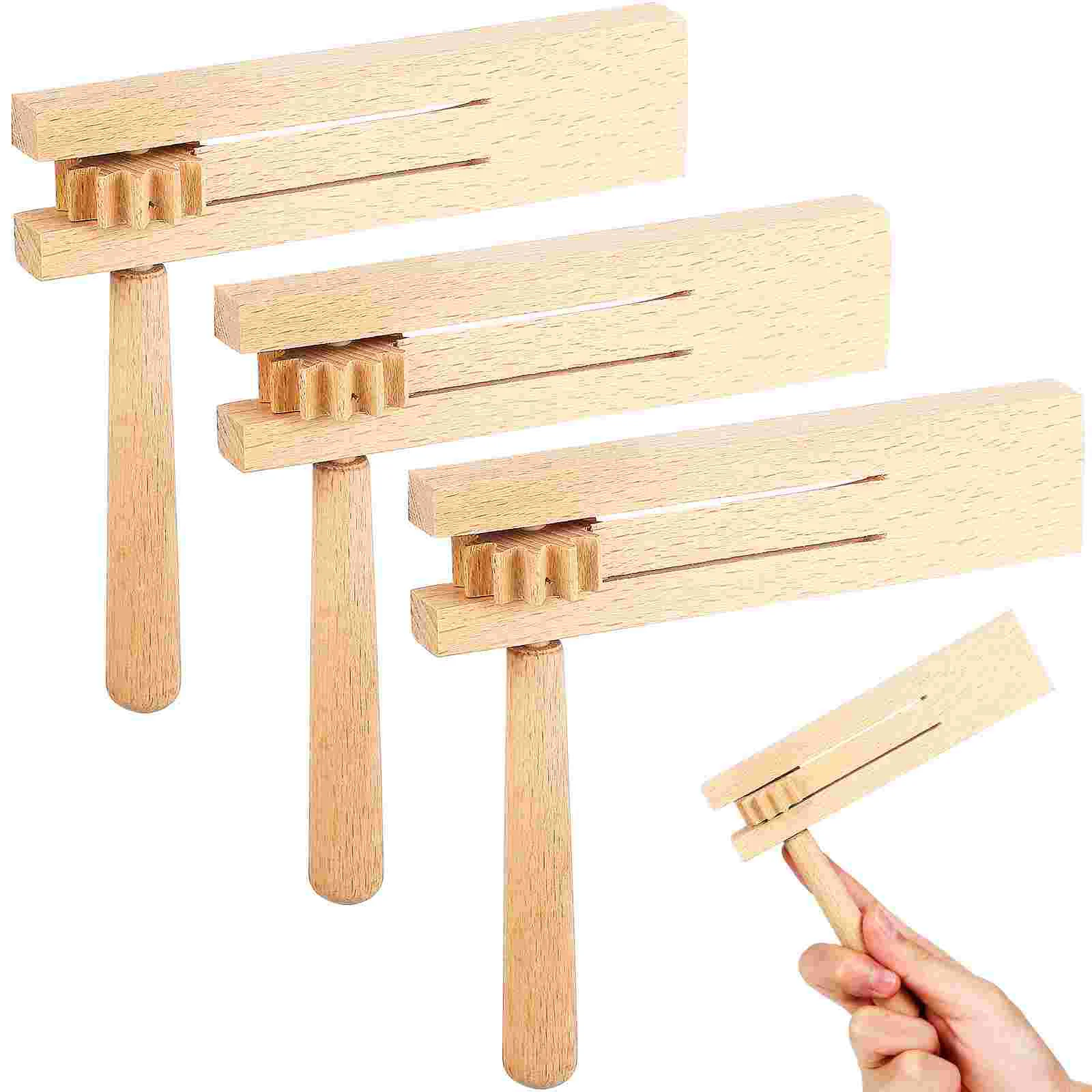 3 Pcs Orff Instrument Rotating Ratchet Hand Musical Instruments Wood Toys Desktop Percussion Noise Maker Matraca Children's