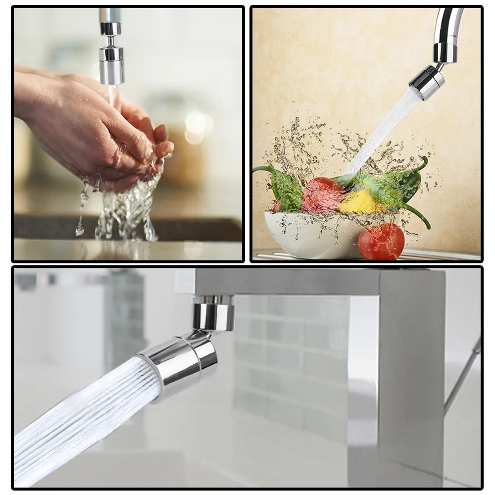 Universal Faucet Nozzle Faucet Stainless Steel Kitchen Faucet Splash-Proof Swivel 720°Rotation Bath Faucet Water Saving