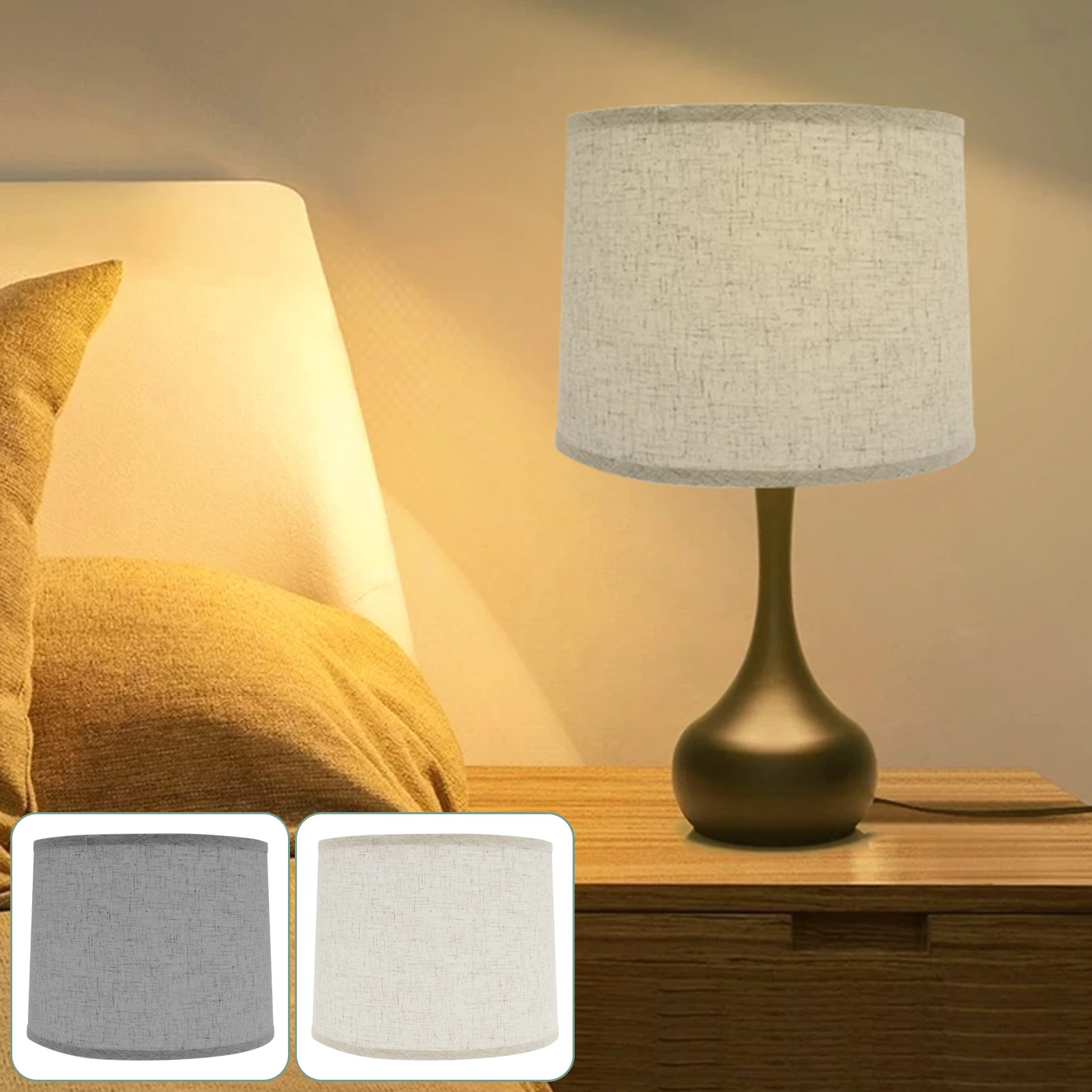 

2Pcs Linen Lampshades Decorative Light Shade with Support Rack Bedside Lamp Dustproof Light Cover for Table Lamp Home Decoration
