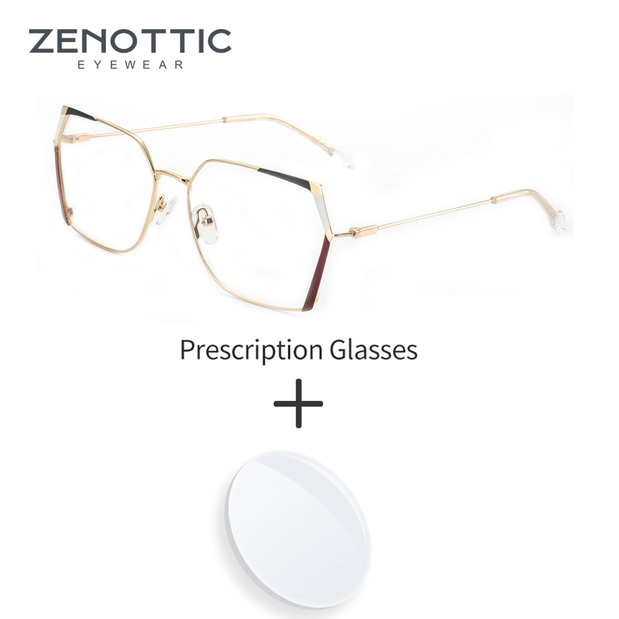 

ZENOTTIC Fashion Polygonal Design Prescription Glasses Women Progressive Optical Eyeglasses Anti-Blue Light Myopia Eyewear