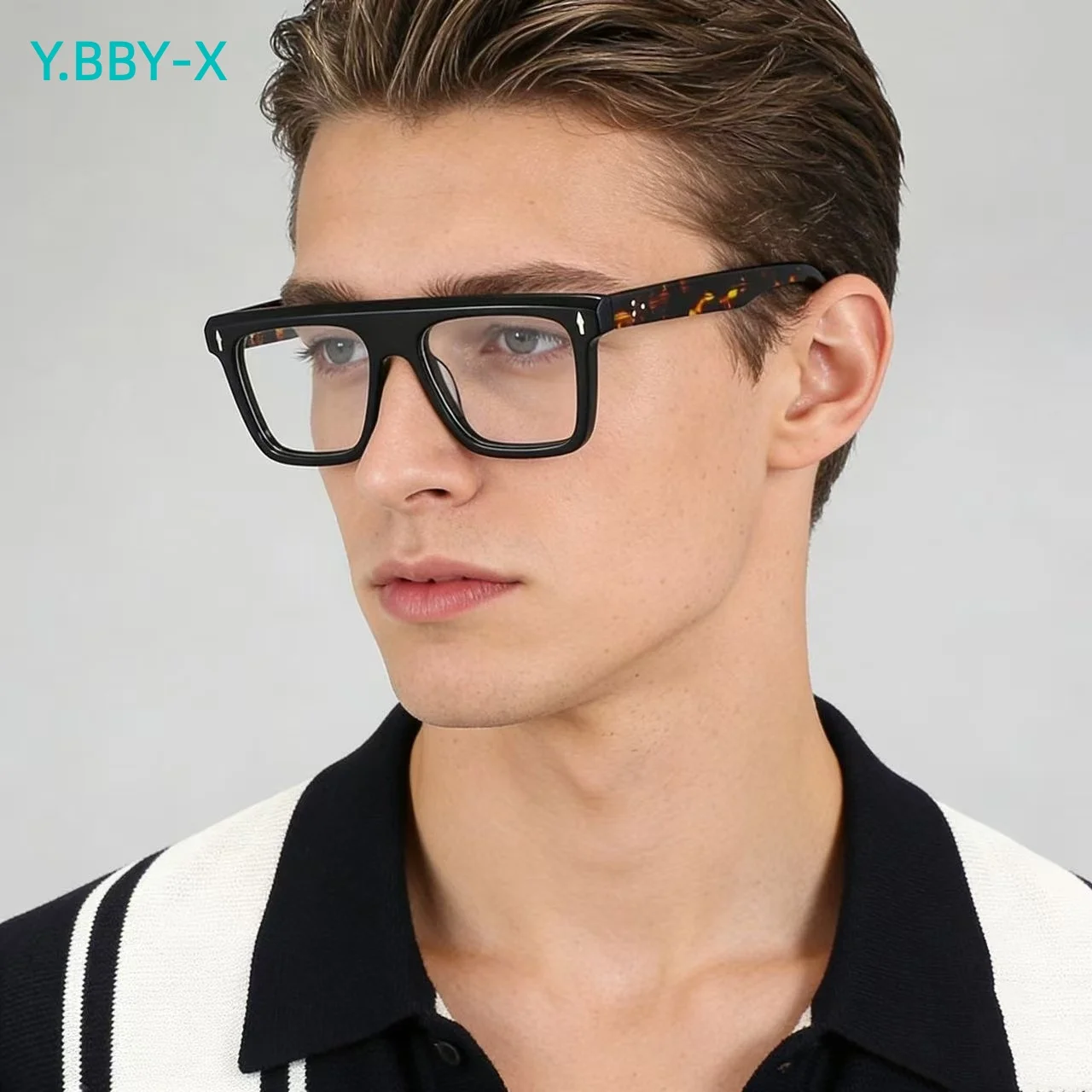 ybby-x-ヴィンテージアセテートフレーム老眼鏡男性女性ファッション光学メガネ透明処方眼鏡