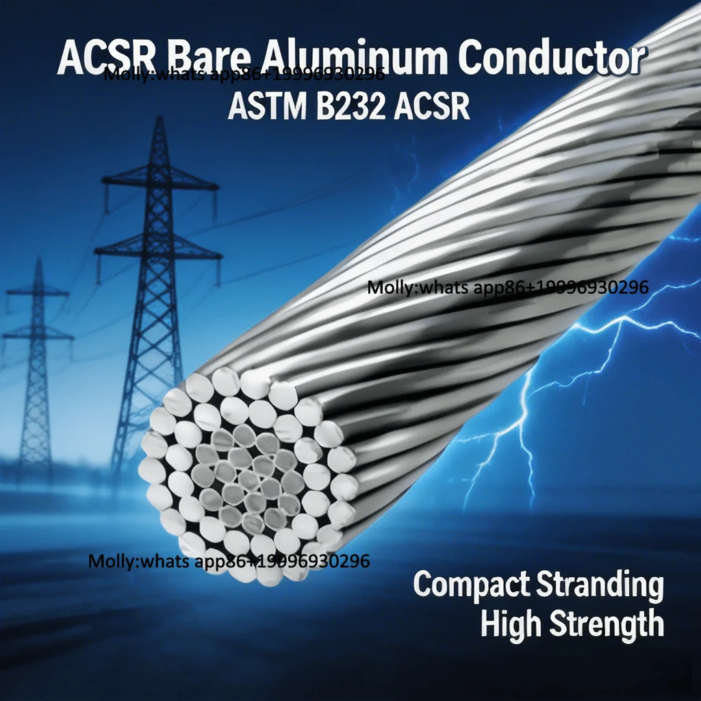 Wolf Overhead Line ACSR Bare Aluminum Conductor Steel Reinforced High Voltage 10kV/36kV ASTM B232 Electrical Wires
