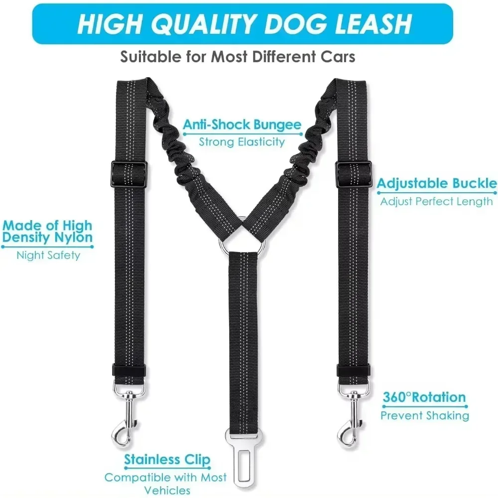 Durable Nylon Dog Seat Belt For Small Large Dogs Adjustable Reflective Elastic Lead Puppy Travel Car Safety Rope French Bulldo