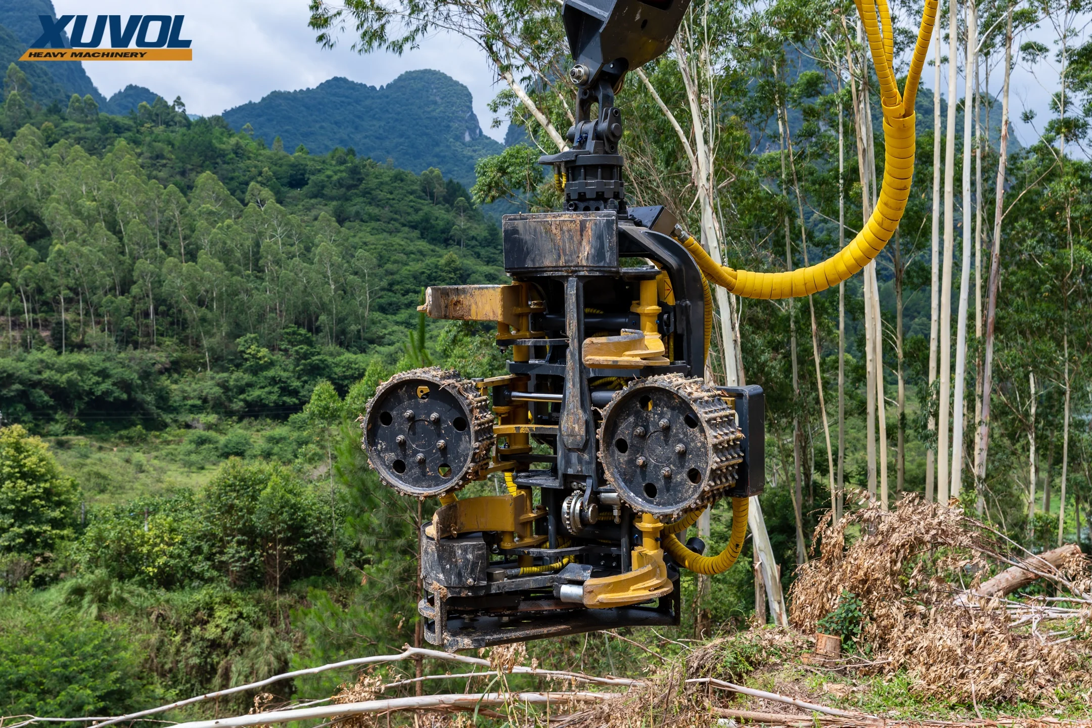 XUVOL Chain Saw for Felling Trees Firewood Processor for Tractor Can Set the Felling Length Tree Harvester Log Cutter