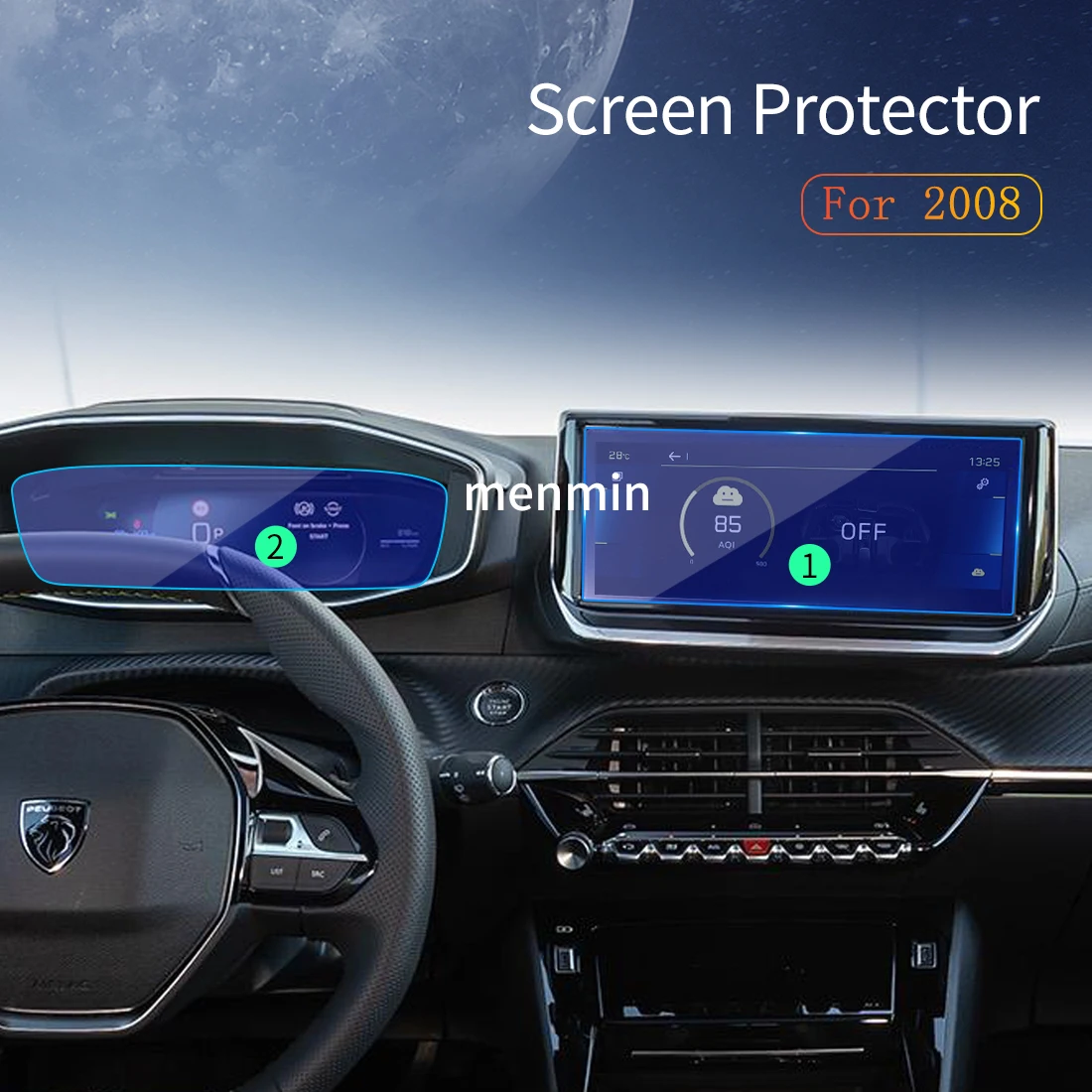 

Car Stickers Carplay Screen Protector Display Tempered Glass Protective Film Vehicle Accessories For PEUGEOT 2008 E2008 2024
