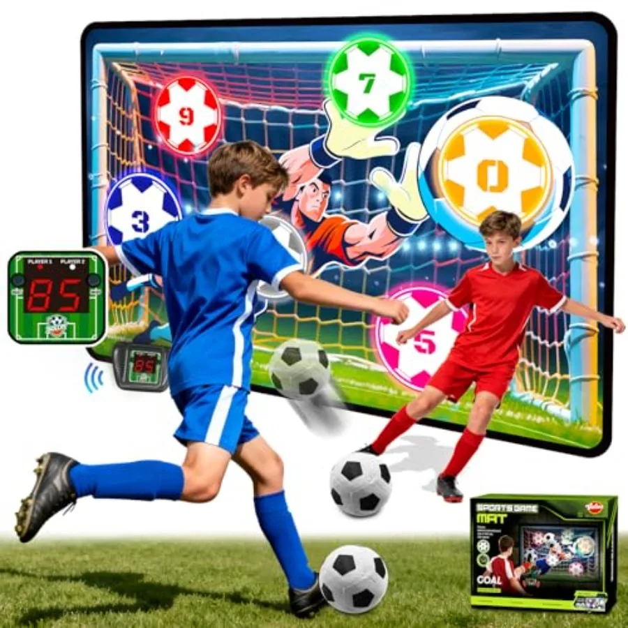 Electronic Scoring Soccer Toy Game Set for Indoor Outdoor Soccer Training Target with Real-Time Scoring 2 Modes Fabric Goal and