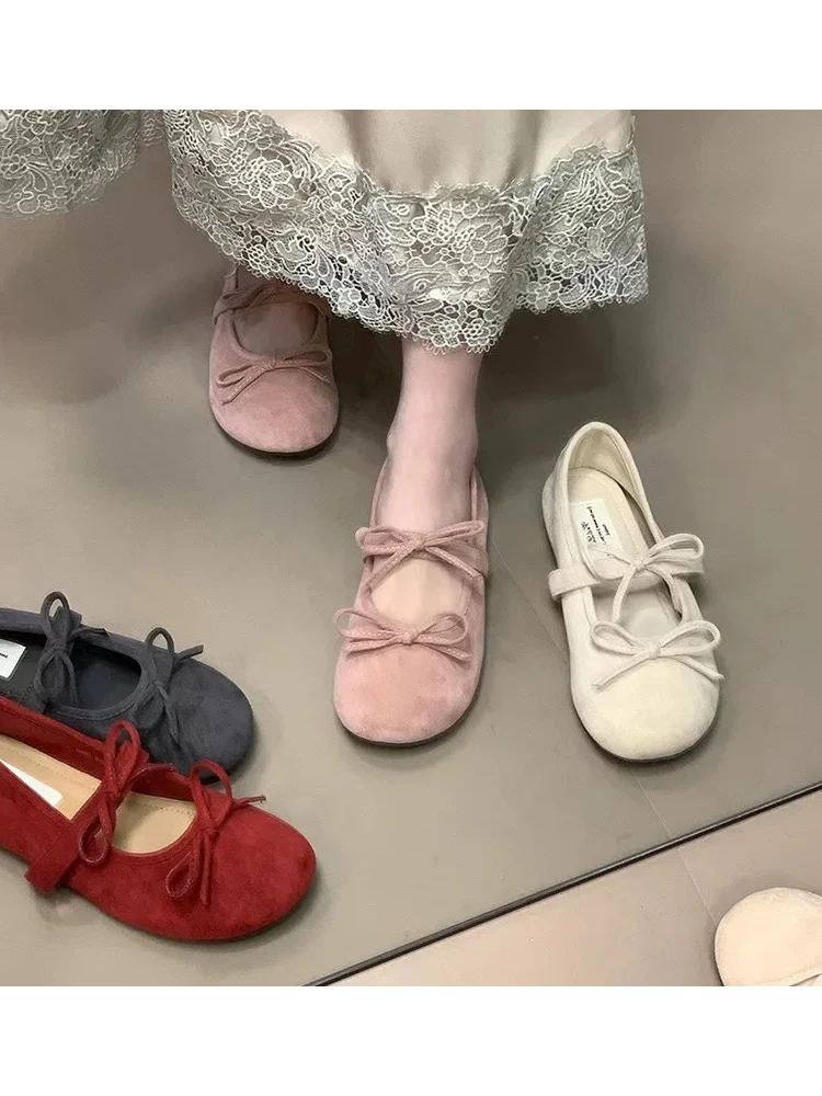 2026年春-レディース-バレエフラット-メリージェーンシューズ-バタフライノット-シングルシューズ-スカート用-滑り止め-グルーウェルド-ラバーアウトソール