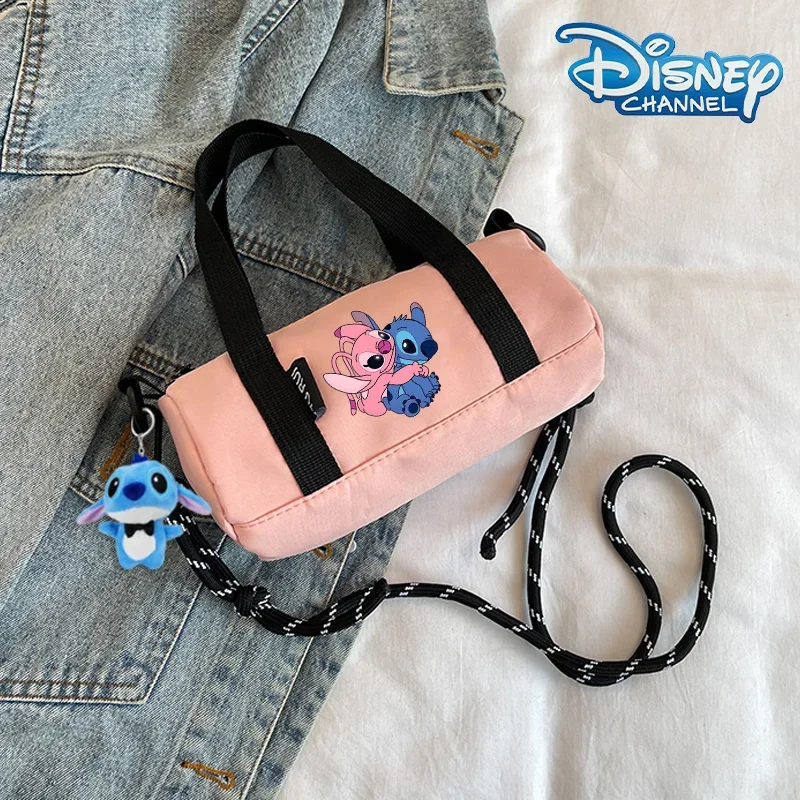 Disney Stitchผ้าใบกระเป๋าน่ารักการ์ตูนกระเป๋าถือCrossbodyกระเป๋าแบบพกพาSatchel Toteผู้หญิงShoulderbagกระบอกกระเป๋าของขวัญ