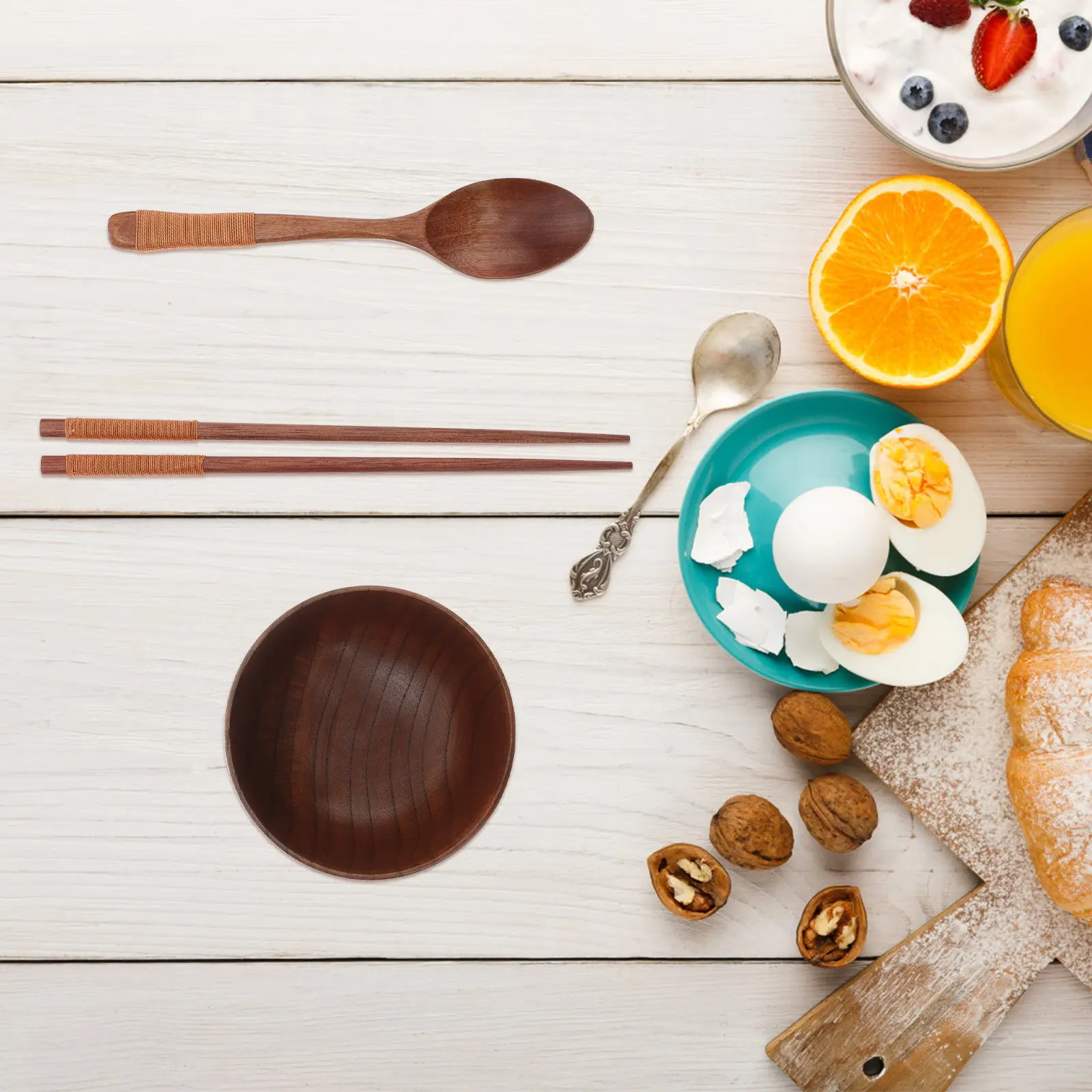 

Handcrafted Wooden Baby Feeding Bowl Shatterproof Washable Anti Fall Smooth Texture for Infant Rice Soup Salad Fruit Container