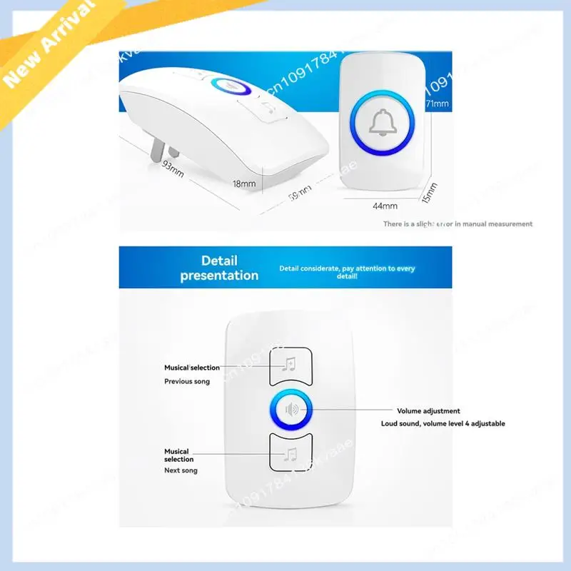 M01K Wireless Doorbell Waterproof Welcome Chime Home Door Bell Intelligent 32 Songs Smart Alarm For Store Hotel US Plug