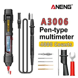 ANENG-Multimètre numérique A3006, type stylo, 4000 points, tension AC/DC, test de pointe, ligne de feu zéro, outils électriques de haute précision