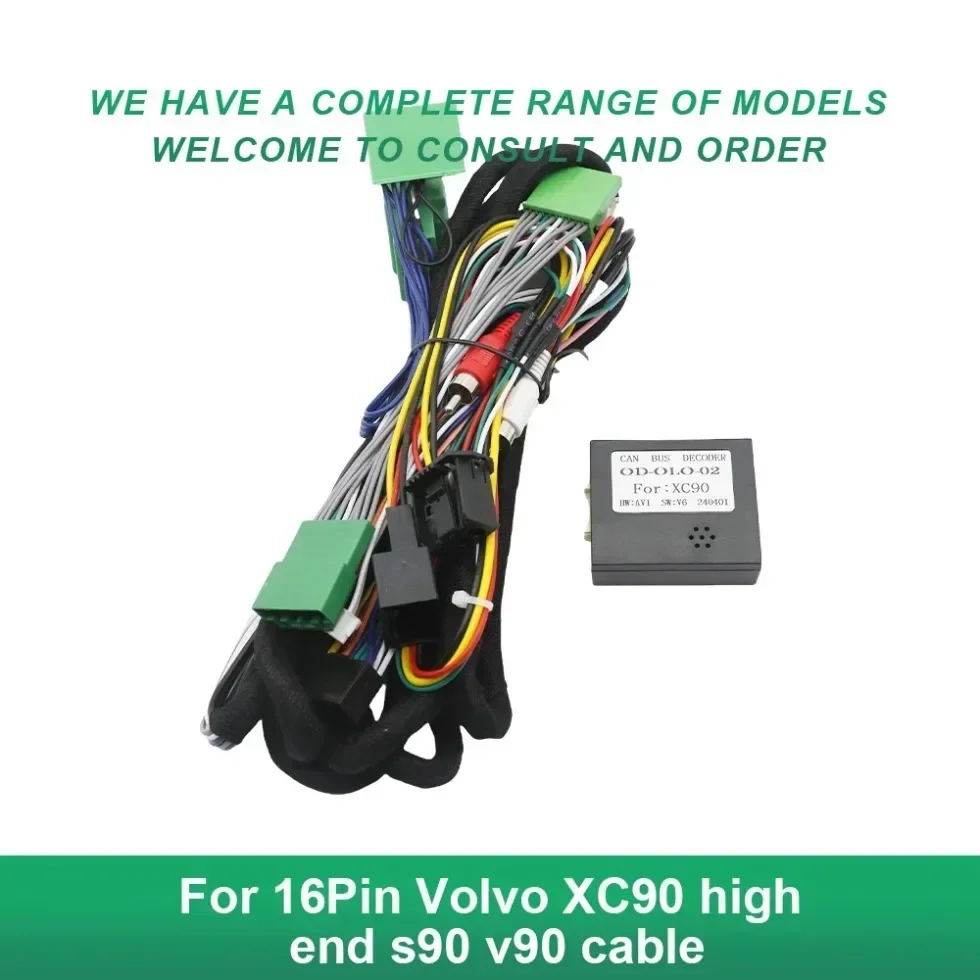 

For Volvo XC90 high end s90 v90 cable Car 16Pin Wiring Harness Adapter Canbus Box Decoder Android Radio Power Cable