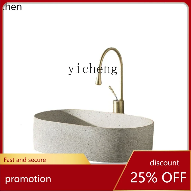 HT Retro Table Basin Wash Basin Home Oval Table Washbasin Outdoor
