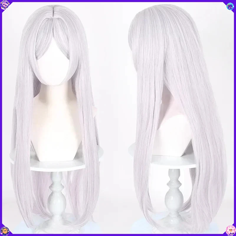 Long Silver White Synthetic Straight Wig Mi-nash Inspired Cosplay Costume Anime Party Halloween Heat Resistant Fiber Hair With