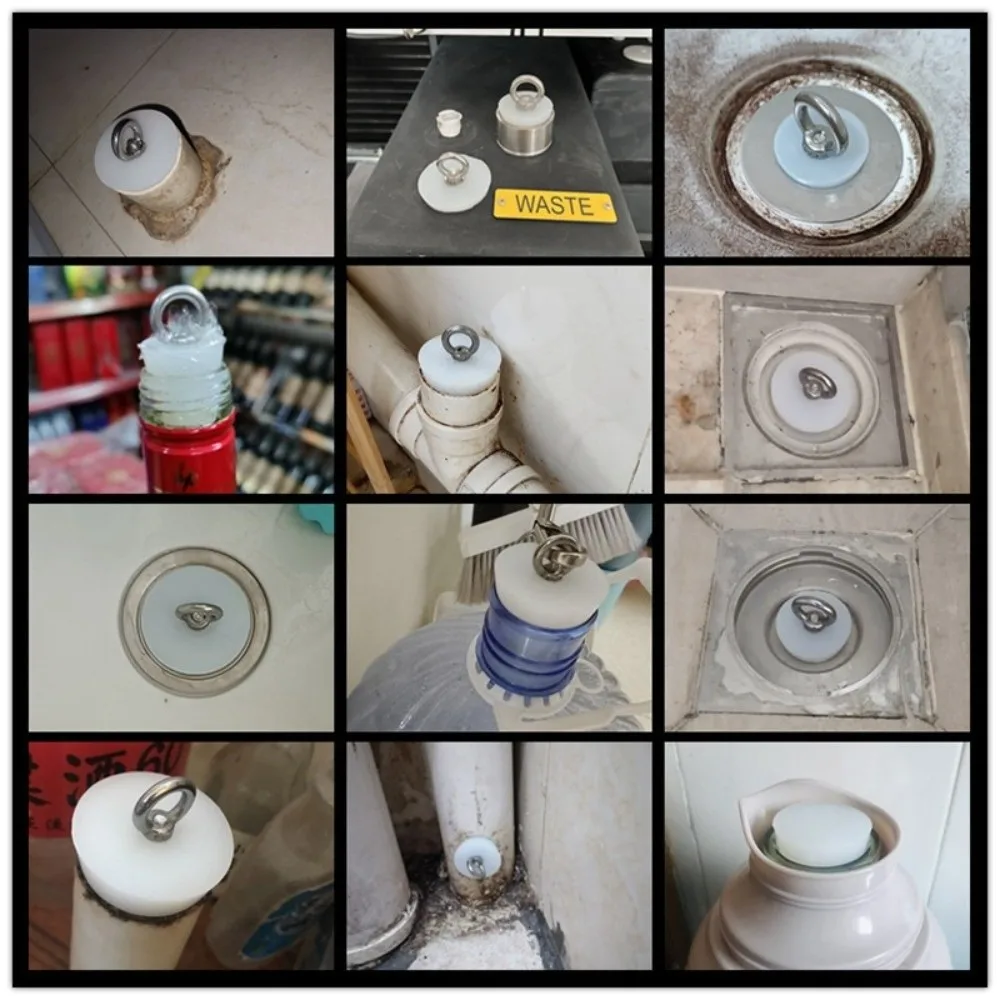 Tapered Silicone Rubber Stopper with Steel D Ring Solid Sealing Plug Bung Universal Waterproof Conical Silicone Stopper