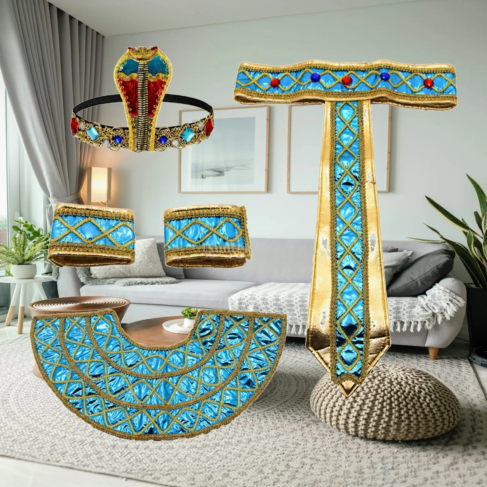 Egyptian-Themed Costume Accessory Detailed Pharaoh Cane Snake Head Personnel Eye-Catching for Cosplayers, Festivals