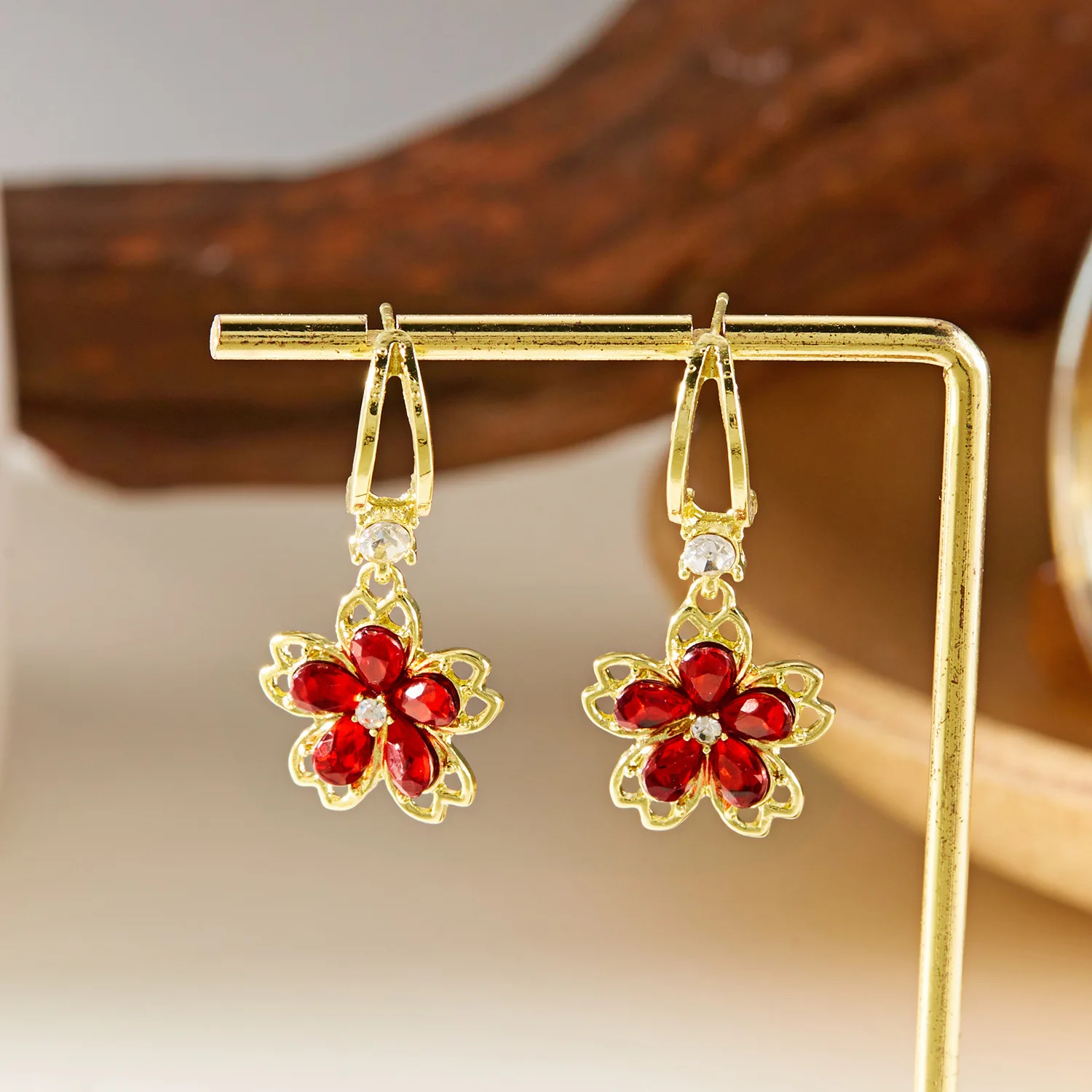 Luxury Fashion Multicolour Zircon Flower Drop Earrings For Women Temperament Elagant Crystal Floral Earring Wedding Jewelry