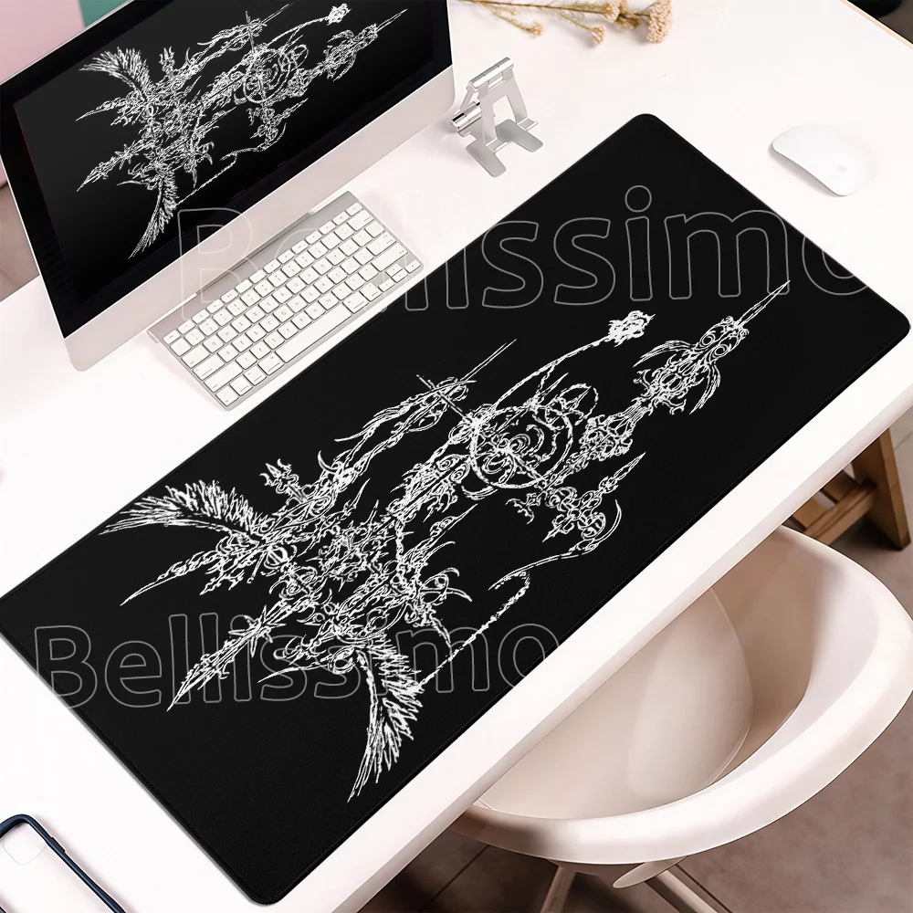Aesthetics Black White Mouse Pad Cool Sword Art Deskmat XXL Gaming Computer Home Tablepad PC Rubber Anti-Slip Lock-Edge Mousepad