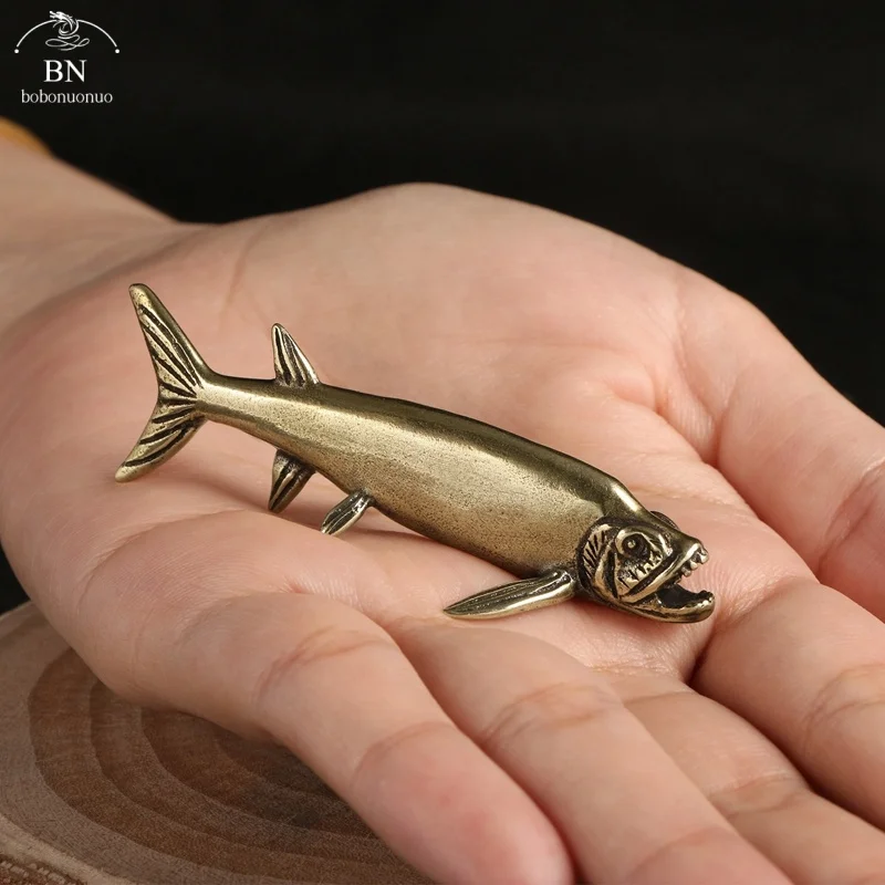 Brass Sword Shooting Fish Prehistoric Marine Creatures Decoration Xiphactinus Metal Figurines Ancient Copper Fish Home Decor