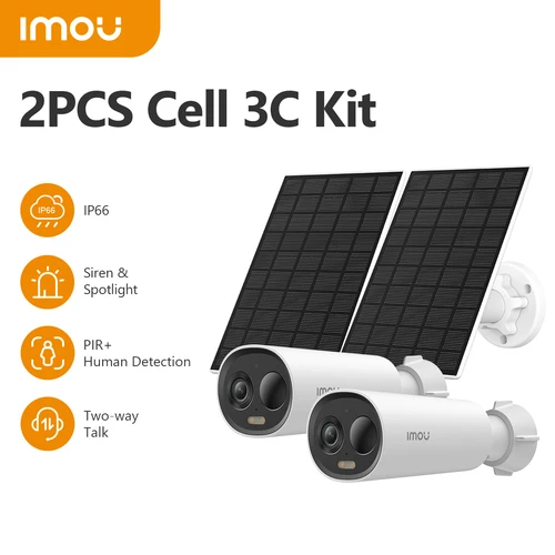 Imagen 1 del producto 2/4 Uds IMOU Cell 3C Kit cámara de seguridad de 3MP cámara inalámbrica WIFI para exteriores cámara con batería Panel Solar visión nocturna colorida
