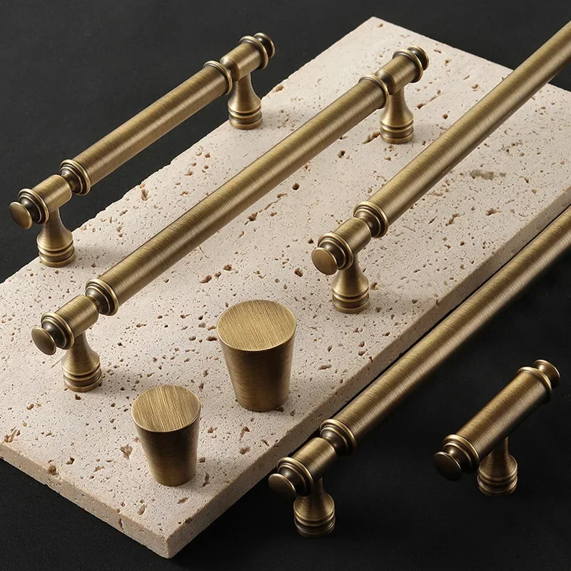 Bronze Solid Antique Brass Shoe Cabinet Handles Wardrobe Pulls Single Hole Kitchen Cupboard Door Knobs Furniture Drawer Knobs