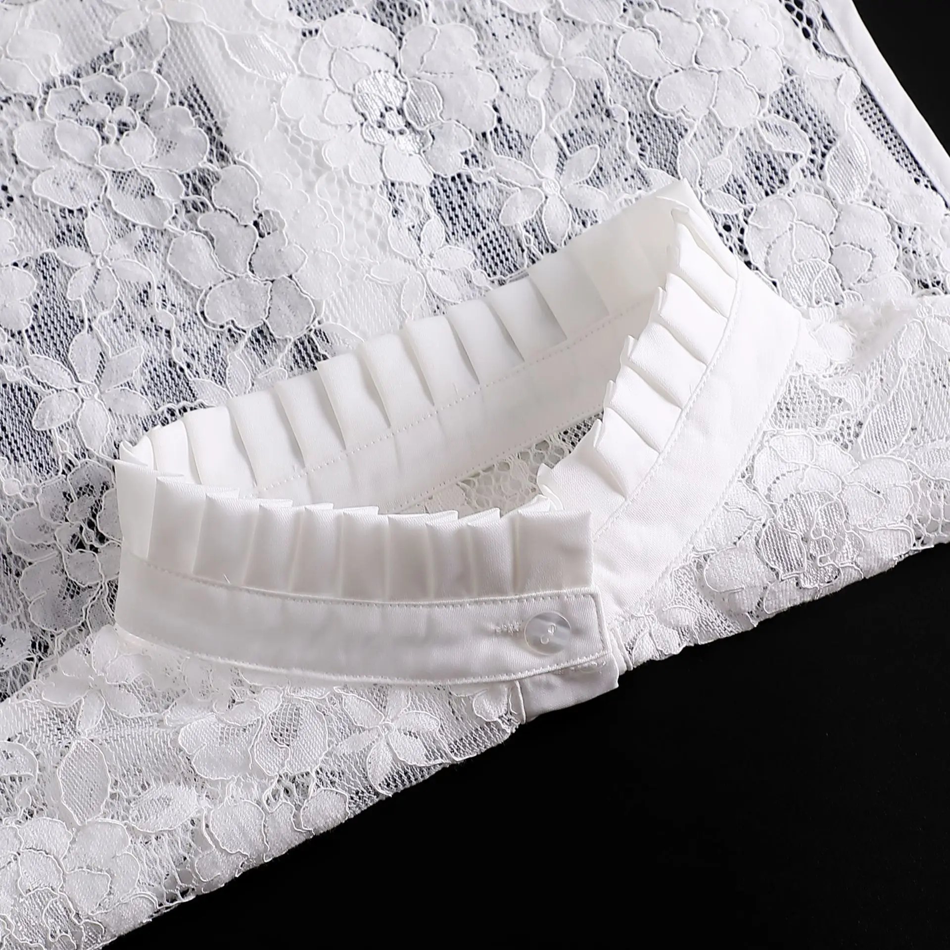 

Korean False Collar for Womens White Lace Pleated Shirt Detachable Collar Sweater Decorative Stand Lace Floral Fake Collars