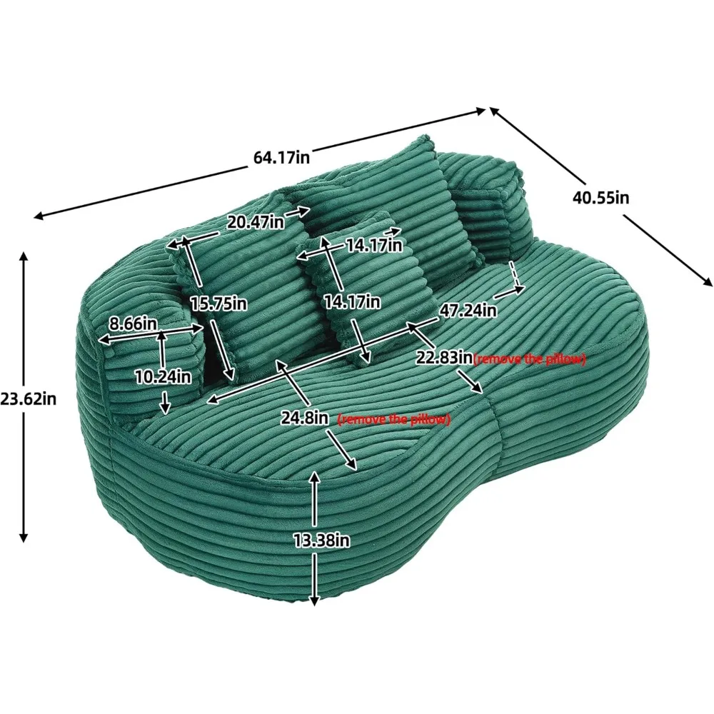 أريكة سروال قصير ضخمة مع وسائد ودعم الظهر للاسترخاء #2