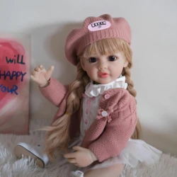 Reborn Baby Doll Full Body Silicon Betty 55 CM Long Hair Silicone Waterproof Toddler Girl Doll Princess Lifelike Soft Touch Toy